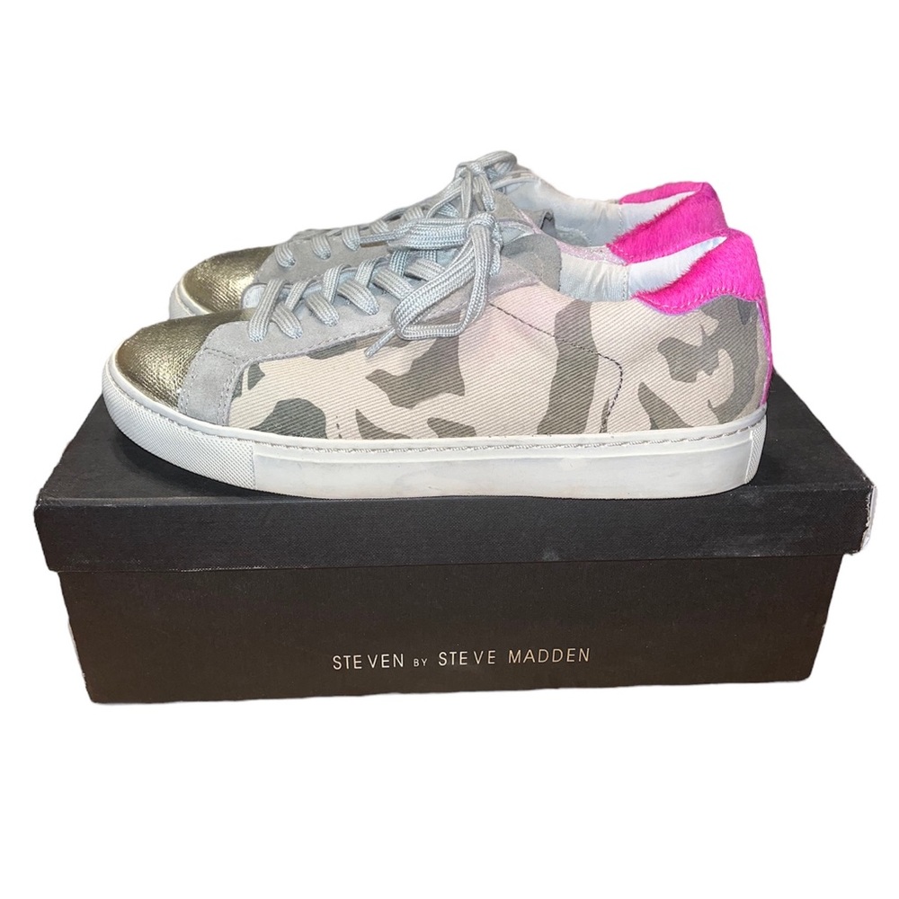 EUC w/ box Steven by Steve Madden Camo Peyton sneakers size 8 with extra laces. - Picture 3 of 5